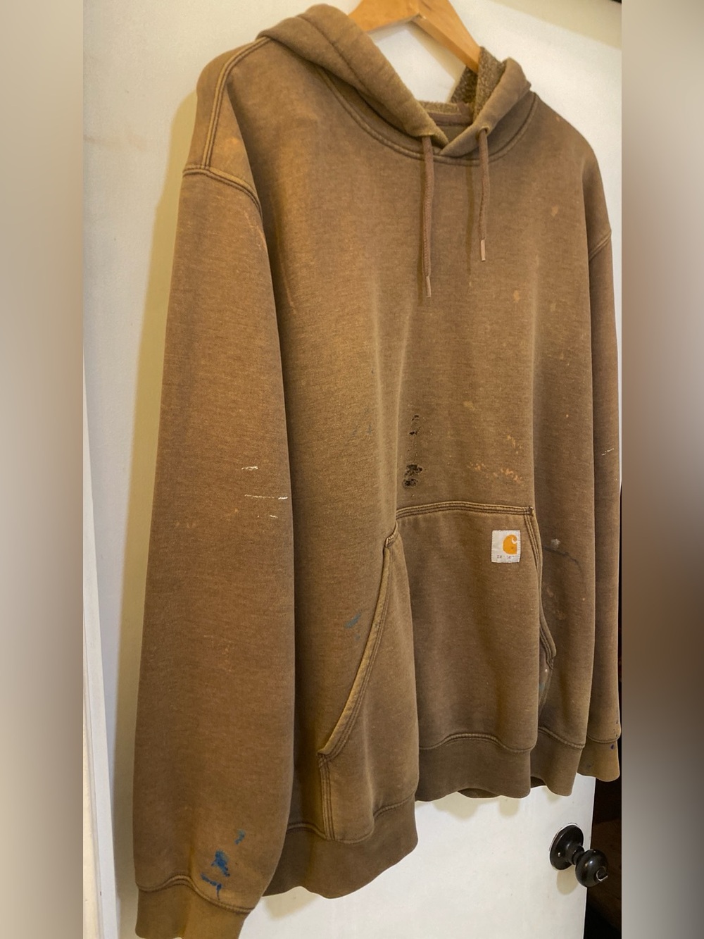 VTG Carhartt Midweight Hooded Logo Sweatshirt Men's Brown Hoodie